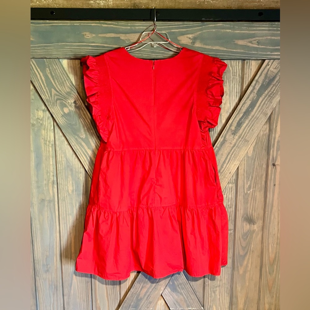 English Factory Red Ruffle Sleeve Dress - Picture 2 of 3